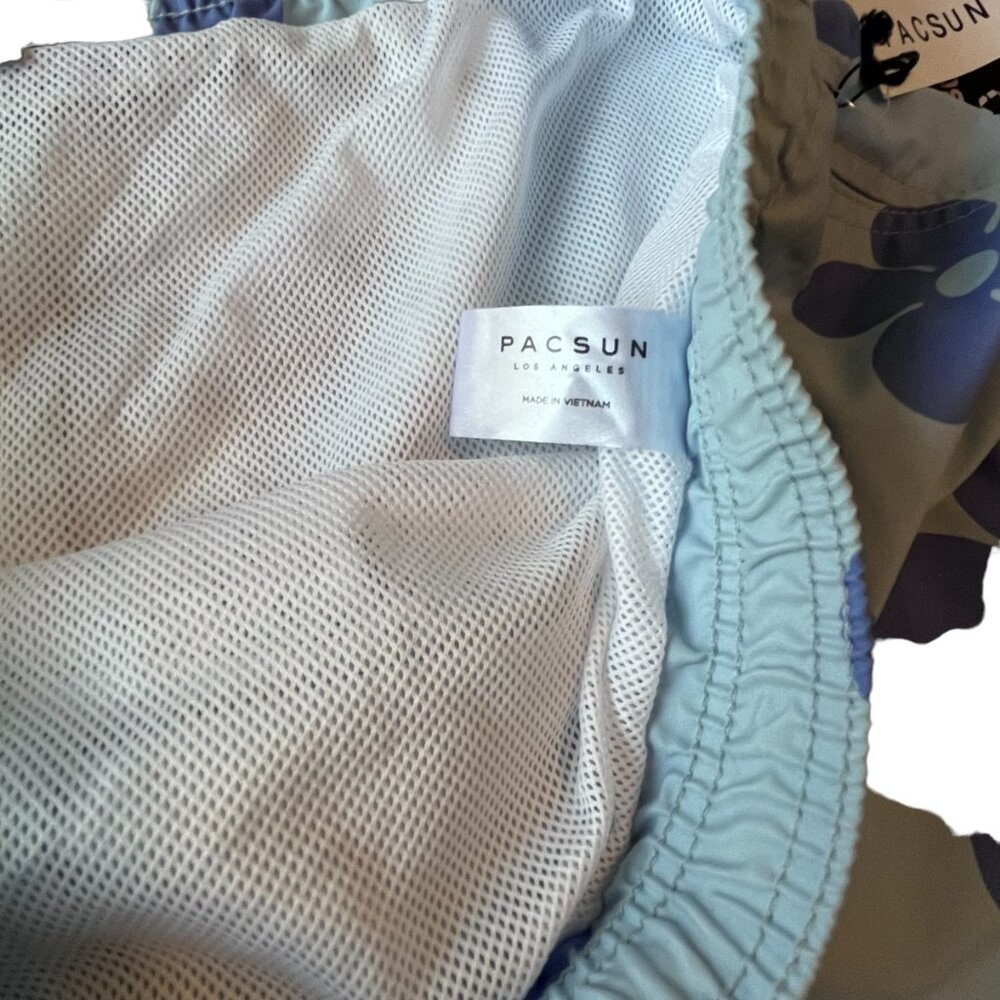 PACSUN swim trunks blue daisy print shorts Large - Picture 6 of 15
